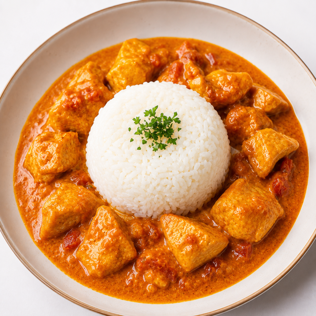 Kurczak curry z ryżem