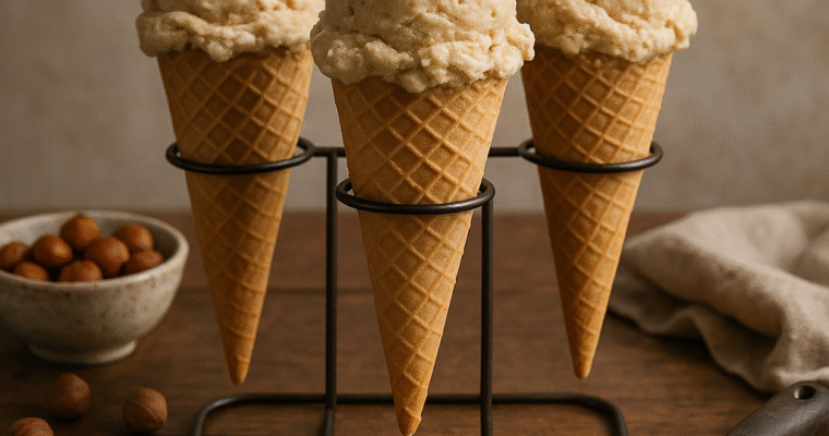 Lody orzechowe w wafelkach
