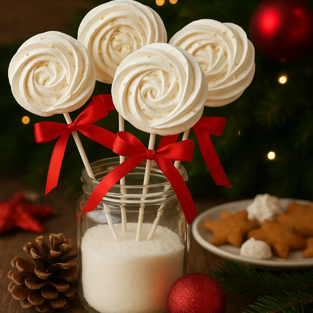 Bezowe lizaki na patyku