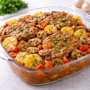 Karkówka duszona z warzywami