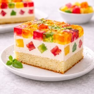 Śmietanowiec z galaretkami przepis