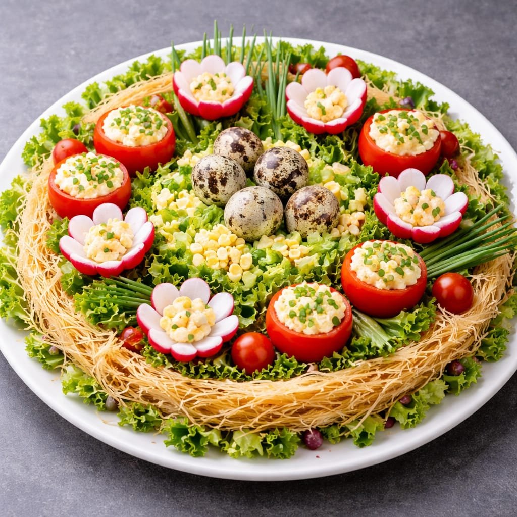 Świąteczne gniazdo sałatkowe przepis