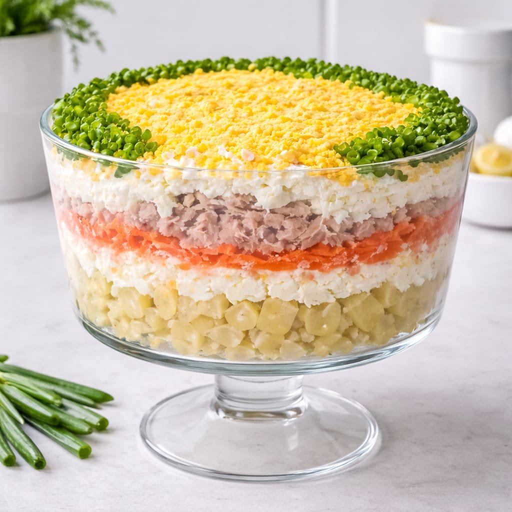 Warstwowa sałatka z tuńczykiem