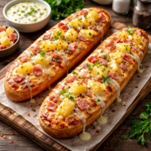 Zapiekanki hawajskie z bagietki