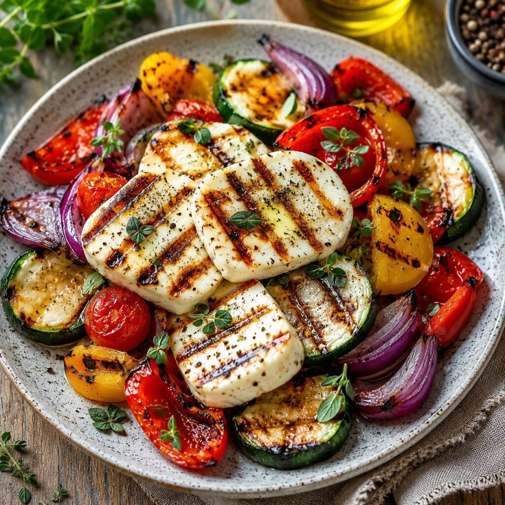 Grillowany halloumi z warzywami